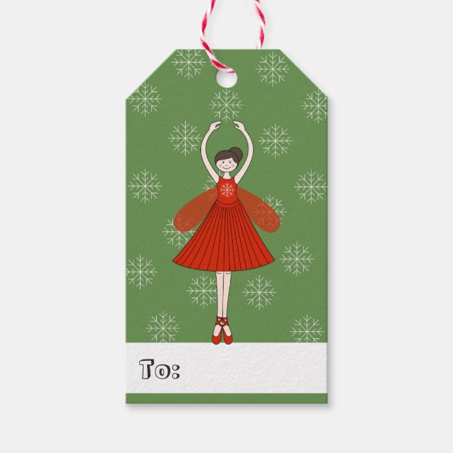 Etiqueta Para Presente ilusima Ballerina Fada Flocos de Natal (Frente)