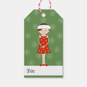 Etiqueta Para Presente Ilusima Girl in Snowflake Dress Natal