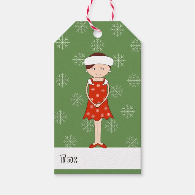 Etiqueta Para Presente Ilusima Girl in Snowflake Dress Natal (Frente)