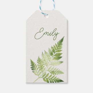 Etiqueta Para Presente Ilustração Botânica de Fern Verde Minimalista