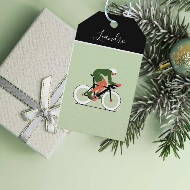 Etiqueta Para Presente Ilustração Cíclica Bicicleta de Bicicleta Nome (Criador carregado)