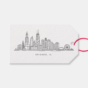 Etiqueta Para Presente Ilustração da paisagem urbana da cidade de Chicago