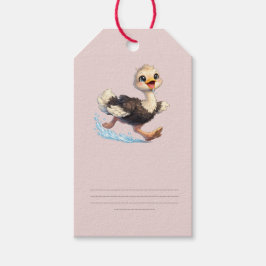 Etiqueta Para Presente Ilustração de Aventura Feliz de Avestruz Fofa