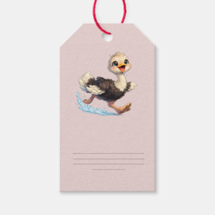 Etiqueta Para Presente Ilustração de Aventura Feliz de Avestruz Fofa