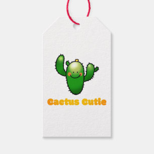 Etiqueta Para Presente Ilustração de Cacto Sorridente Fofo
