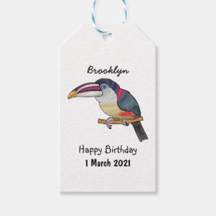 Etiqueta Para Presente Ilustração de desenho animado de aves do caracari