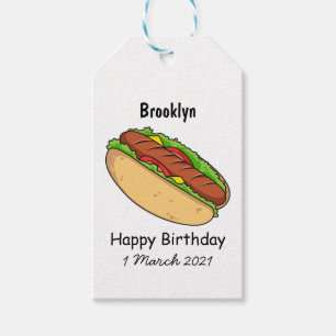 Etiqueta Para Presente Ilustração de desenho animado de cachorro quente