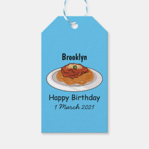 Etiqueta Para Presente Ilustração de desenho animado de espaguete