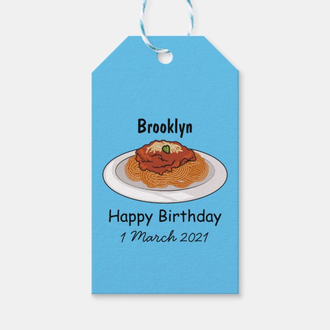 Etiqueta Para Presente Ilustração de desenho animado de espaguete (Frente)