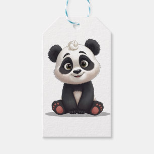 Etiqueta Para Presente Ilustração de Desenho Animado de Panda Sentado