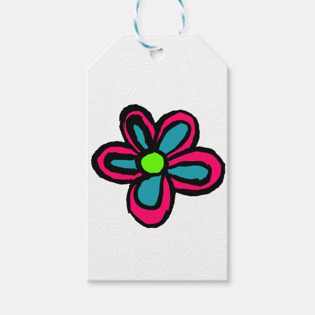 Etiqueta Para Presente Ilustração de flores (Frente)