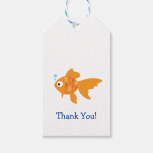 Etiqueta Para Presente Ilustração de Peixe Dourada Amigável