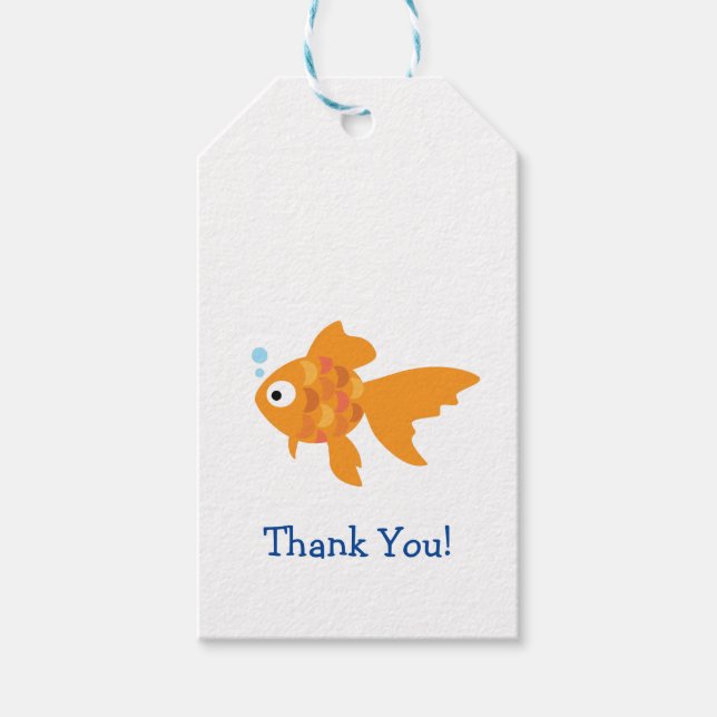 Etiqueta Para Presente Ilustração de Peixe Dourada Amigável (Frente)