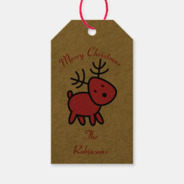 Etiqueta Para Presente Ilustração de Reinador de Natal Vermelho