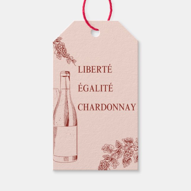 Etiqueta Para Presente Ilustração de Vinho Engraçado Liberté Égalité Char (Frente)