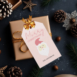 Etiqueta Para Presente Ilustração do Papai Noel Fofo Rosa
