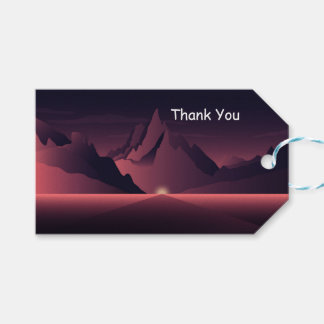 Etiqueta Para Presente Ilustração do pôr do sol da montanha