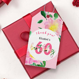 Etiqueta Para Presente Ilustração Exótica Floral Cor-de-Rosa de Verão em 