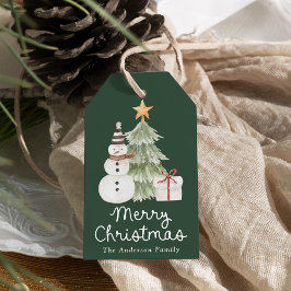 Etiqueta Para Presente Ilustrações em Aquarela Verde Natal