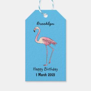 Etiqueta Para Presente Imagem de desenho animado de pássaro Flamingo