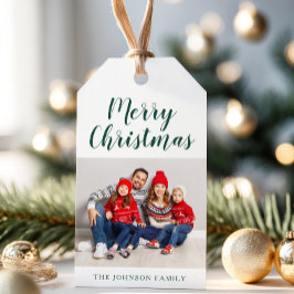 Etiqueta Para Presente Imagem de Natal do Elegant Emerald Green Script