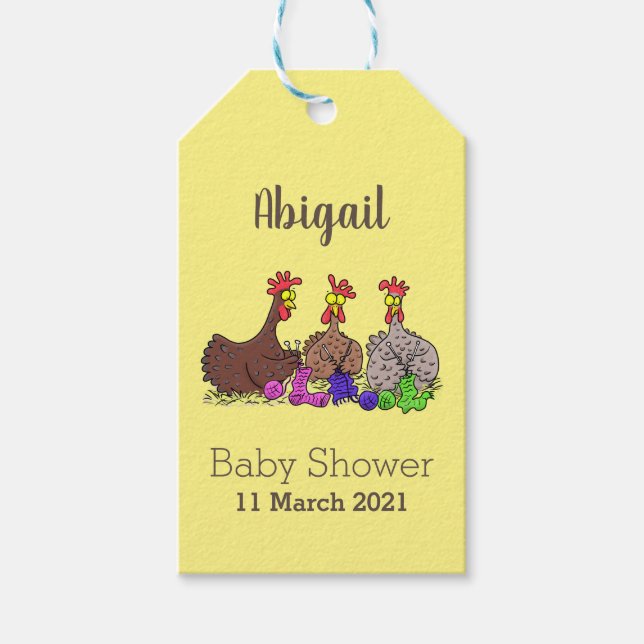 Etiqueta Para Presente Imagem engraçada de desenho animado de galinhas (Frente)