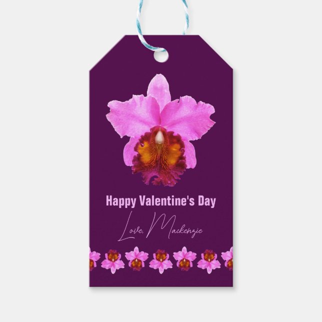 Etiqueta Para Presente Impressão da Orquídea Cattleya Personalizada (Frente)