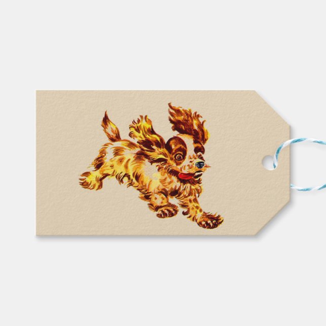 Etiqueta Para Presente impressão de cães correndo (Frente (horizontal))