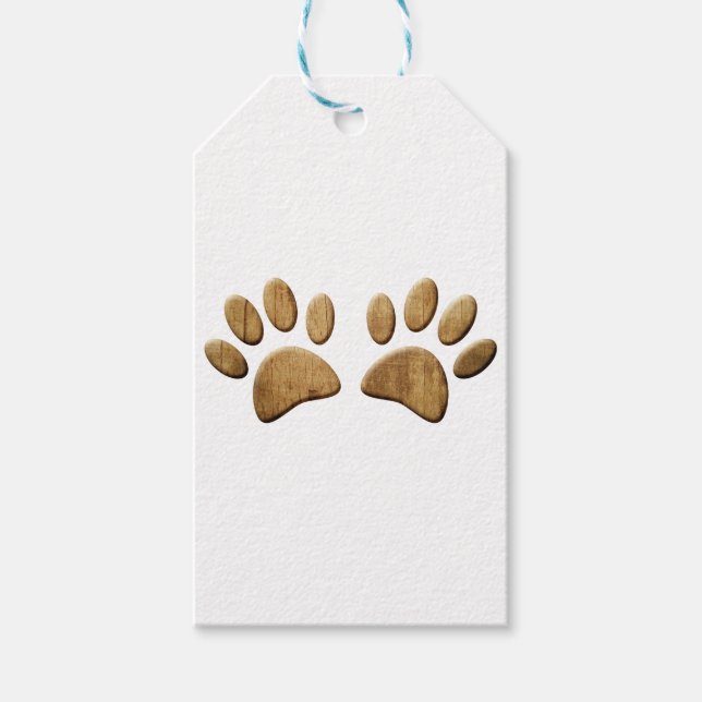 Etiqueta Para Presente Impressão de Cães de Madeira (Frente)