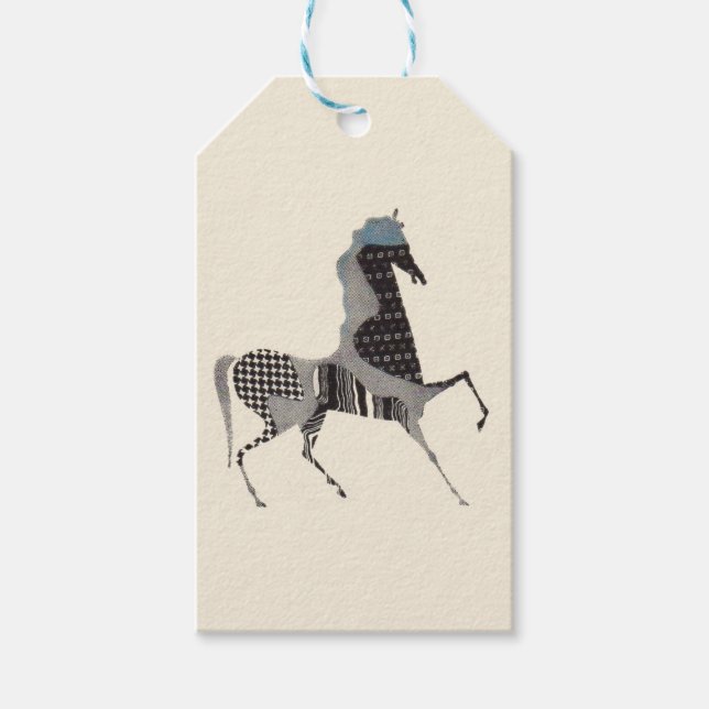 Etiqueta Para Presente impressão de cavalo em patchwork (Frente)