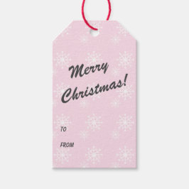 Etiqueta Para Presente Impressão de Floco de Neve Rosa Bebê Feliz Natal F