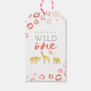 Etiqueta Para Presente Impressão de Leopard Selvagem Um Safari Rosa e Do