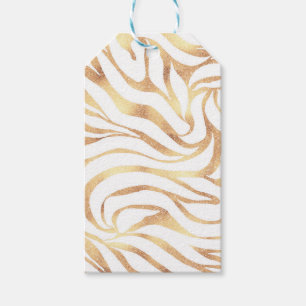 Etiqueta Para Presente Impressão em branco Elegante Dourada de Zebra