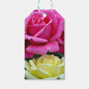Etiqueta Para Presente Impressão floral de rosas cor-de-rosa e amarelos