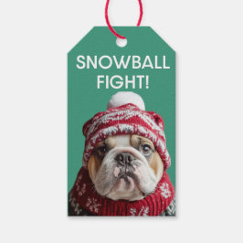 Etiqueta Para Presente Inglês Bulldog Snowball - Marca de Presente