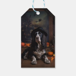 Etiqueta Para Presente Inglês Cocker Spaniel Pumpkins Halloween Assustado