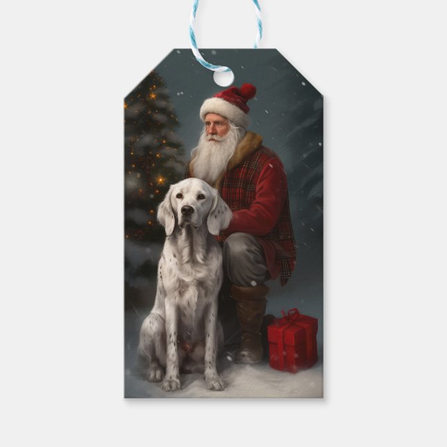Etiqueta Para Presente Inglês Setado com Papai Noel Natal Festivo (Frente)