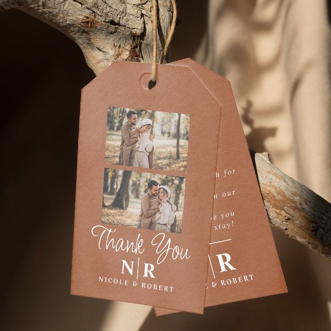 Etiqueta Para Presente Iniciais De Monograma E De Casamento Elegante (Criador carregado)