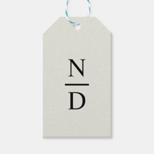 Etiqueta Para Presente Iniciais de Monograma Minimalista Preto Elegante