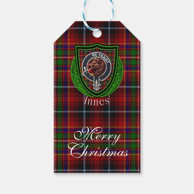 Etiqueta Para Presente Innes Scottish Clan Tartan & Crest (Frente)