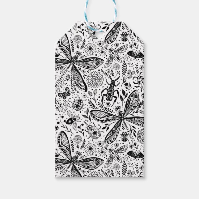 Etiqueta Para Presente Insetos de porta em azul escuro (Frente)