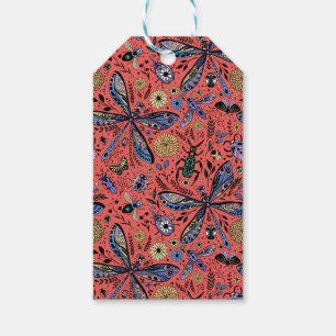Etiqueta Para Presente Insetos de porta em vermelho-coral