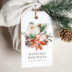 Etiqueta Para Presente Inverno   floral personalizado feriado