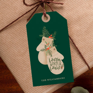 Etiqueta Para Presente Inverno Quente Desejos Festivos De Natal Mittens