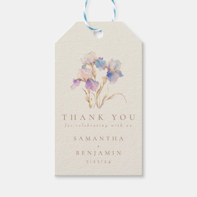 Etiqueta Para Presente Iris Floral Wedding Elegante (Frente)