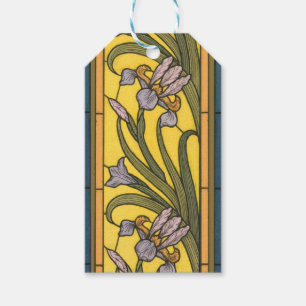 Etiqueta Para Presente Iris Flower Art Nouveau Padrão De Vidro Obtido