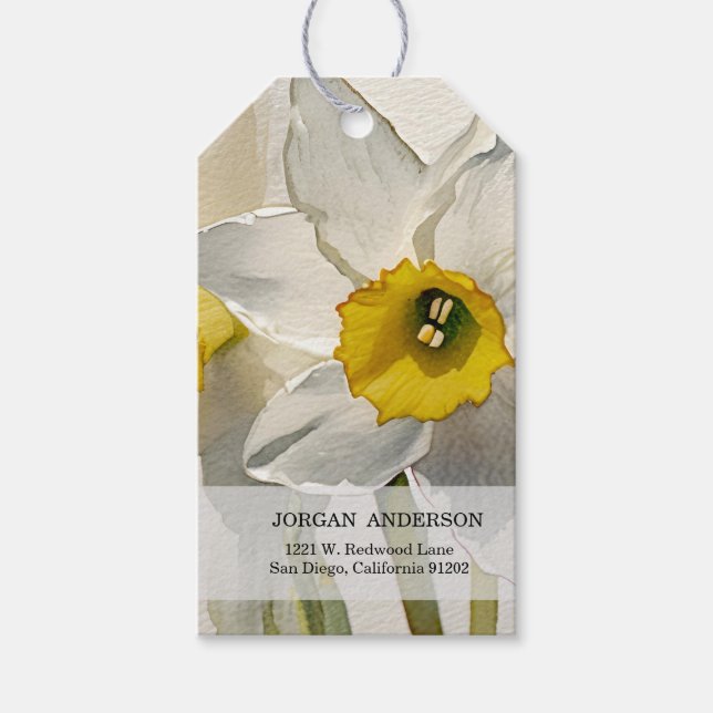 Etiqueta Para Presente Íris Moderna Flores Aquarela (Frente)