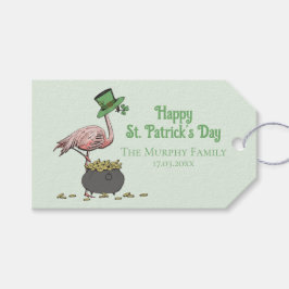 Etiqueta Para Presente Irish Shamrock Pink Flamingo St Patricks Day