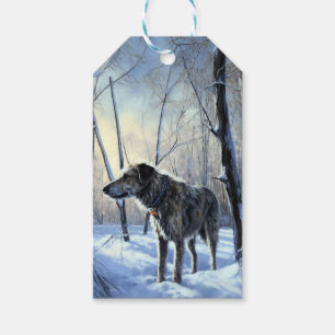 Etiqueta Para Presente Irish Wolfhound Deixe-o nevar no Natal