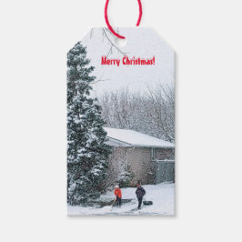 Etiqueta Para Presente Irmãos Shoveling Snow Dagt